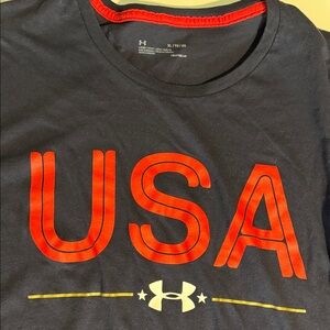 Under Armour Men's Navy and Red USA Tee